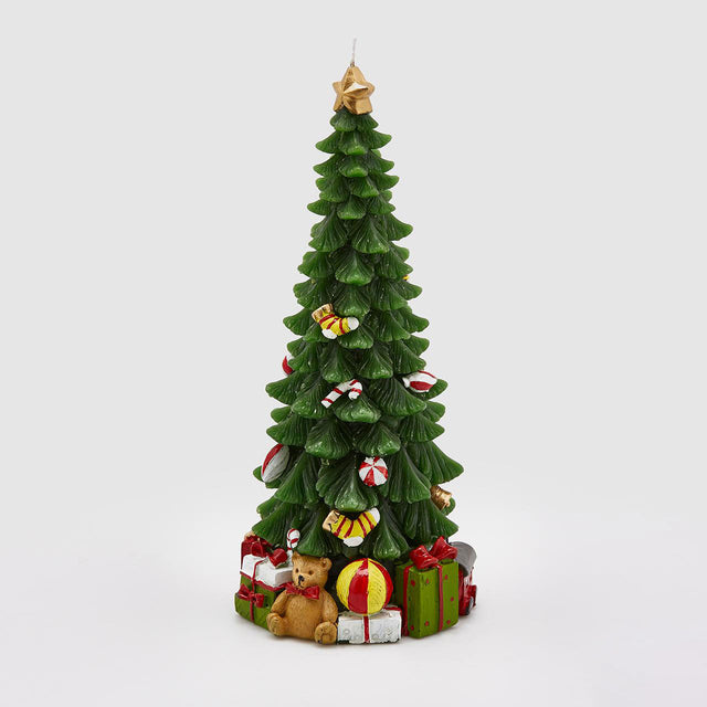 Candela albero di Natale EDG in cera decorata altezza 28 cm