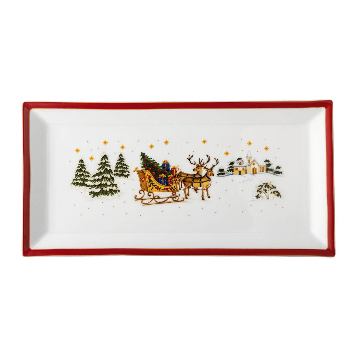 Piatto rettangolare Happy Wintertime Hutschenreuther in porcellana 36x18 cm