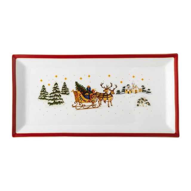 Piatto rettangolare Happy Wintertime Hutschenreuther in porcellana 36x18 cm