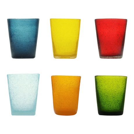 Set 6 calici acqua Memento in pasta di vetro colorata 250ml