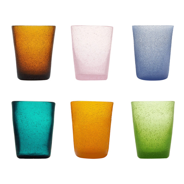 Set 6 calici acqua Memento in pasta di vetro colorata 250 ml