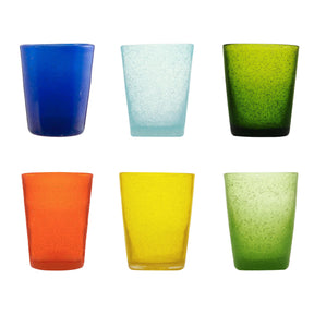 Set 6 bicchieri acqua Memento in pasta di vetro colorata 250 ml