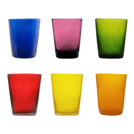 Set 6 bicchieri acqua Memento in pasta di vetro colorata 250 ml