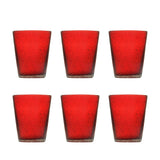MEMENTO Bicchieri Acqua Monocolore Rosso Red Set 6 Pezzi 250ml Pasta di Vetro