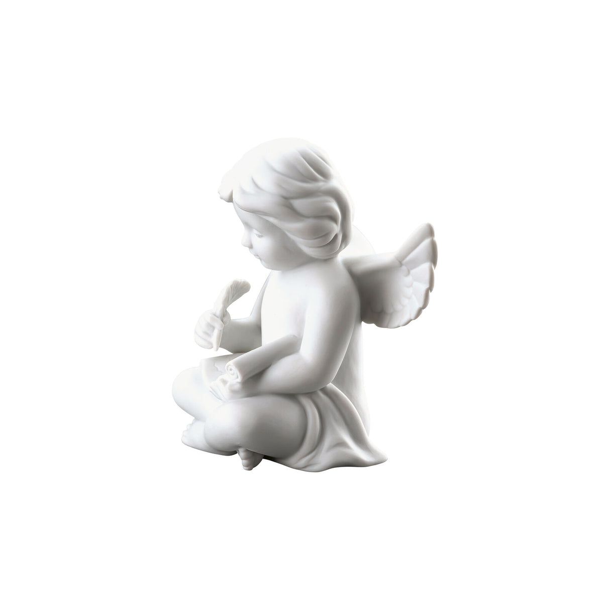 ROSENTHAL Statuina Figurina Angelo con Pergamena 10x9cm Porcellana