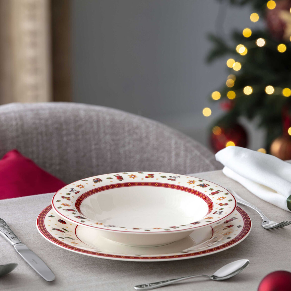 VILLEROY & BOCH Toy's Delight Specials Piatto Fondo Set 6 Pezzi Bianco Rotondo 23cm Tavola Natale