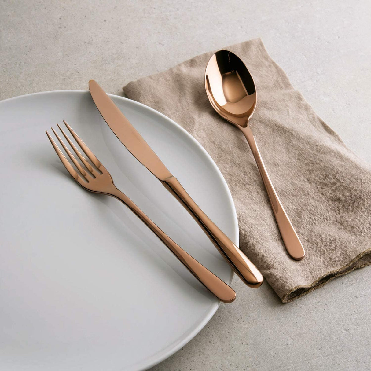 SAMBONET Cutlery Set 36 Pieces Monobloc Keys PVD Copper Copper Stainless Steel
