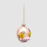 Uovo da appendere EDG in vetro con decoro rose rosa 8 cm