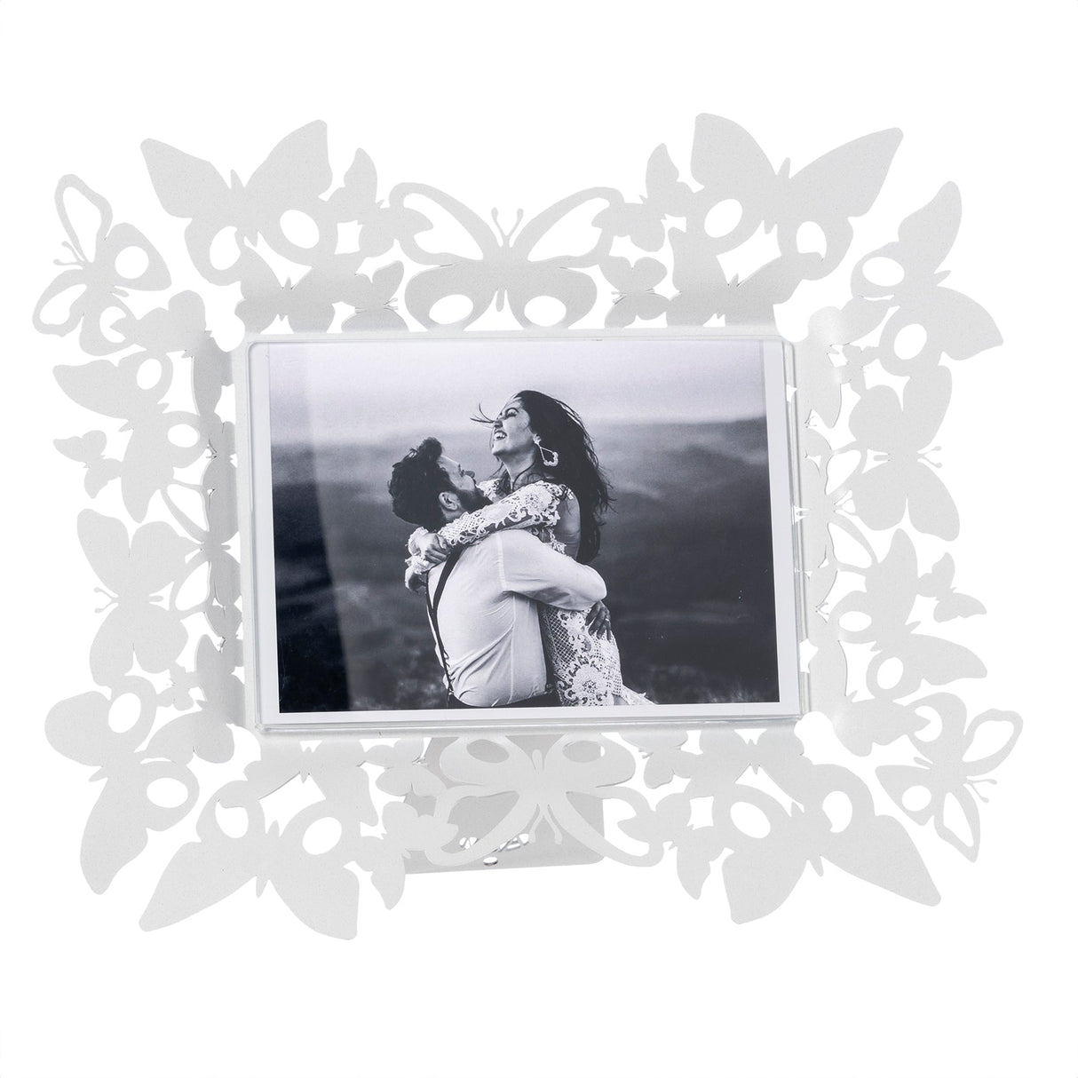 ARTI & MESTIERI Portafoto di Design Farfalloso Orizzontale Bianco Marmo