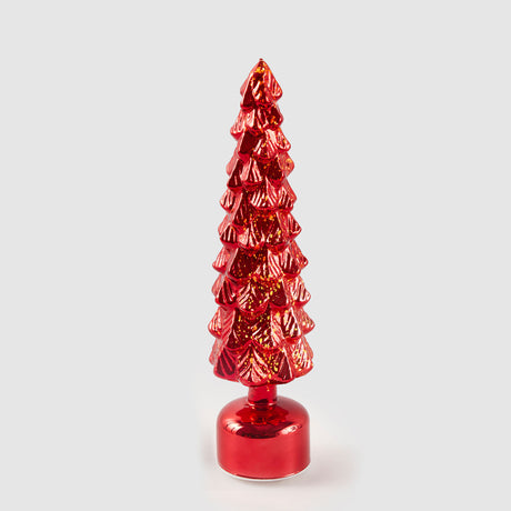 Pino Twist EDG in vetro rosso con luci LED movimento e musica 40,5 cm