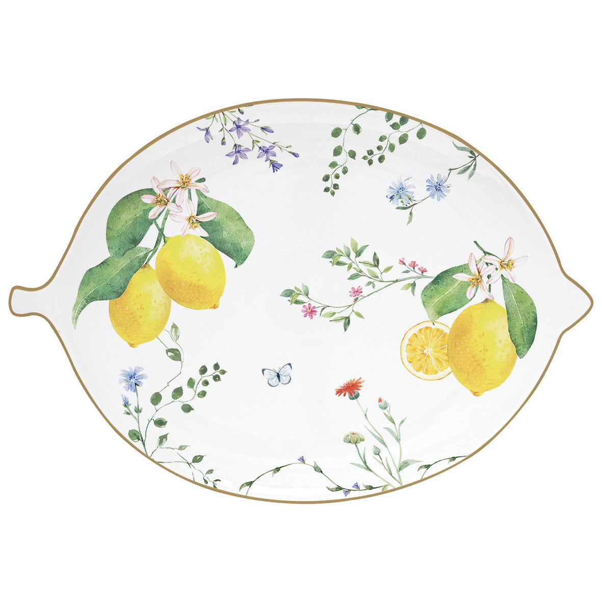 Vassoio a forma di limone Easy Life in porcellana decorata 25x18 cm
