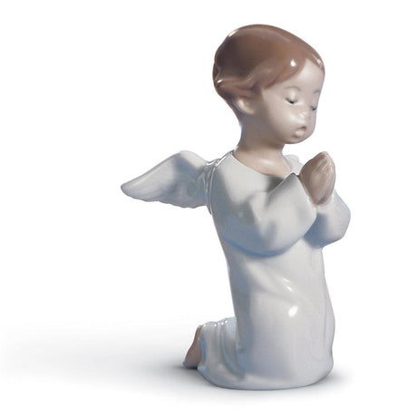Statuina Angioletto che Prega Lladrò in porcellana 13x8x7 cm