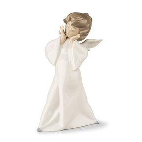 Statuina angioletto su nuvola Lladrò in porcellana decorata 22x13 cm