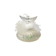 Pendaglio Angelo Natale Mascagni Casa in vetro con piume e luci LED 8,5 cm