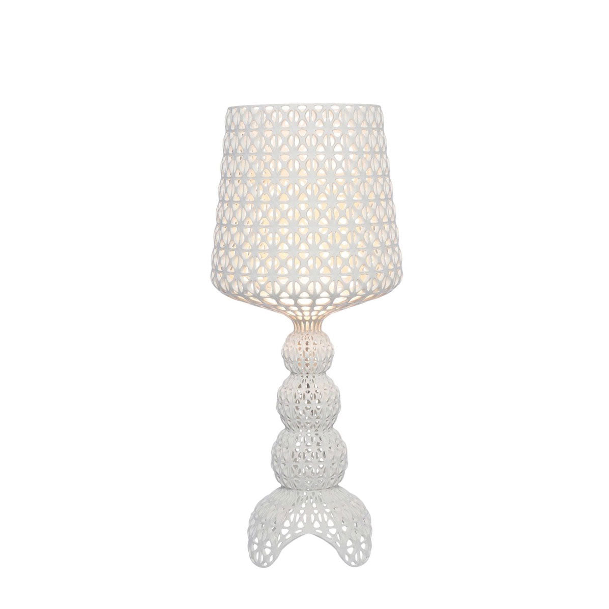 Lampada da tavolo Mini Kabuki Kartell in policarbonato bianco traforato