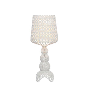 Lampada da tavolo Mini Kabuki Kartell in policarbonato bianco traforato