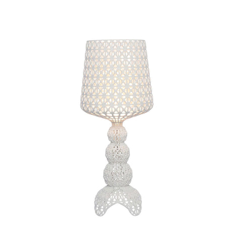 Lampada da tavolo Mini Kabuki Kartell in policarbonato bianco traforato