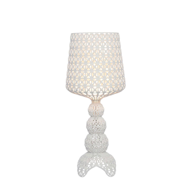 Lampada da tavolo Mini Kabuki Kartell in policarbonato bianco traforato