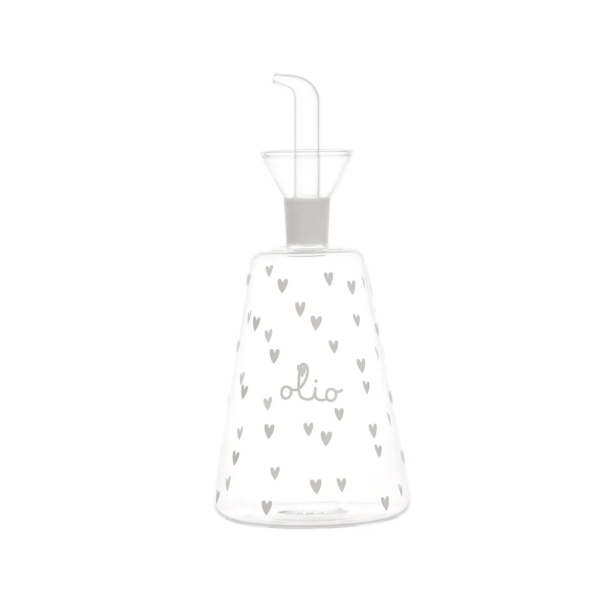 Oliera conica Simple Day in vetro 500 ml con decoro cuori