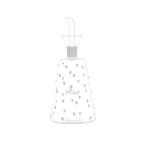 Oliera conica Simple Day in vetro 500 ml con decoro cuori