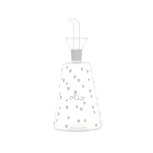 Oliera conica Simple Day in vetro 500 ml con decoro cuori