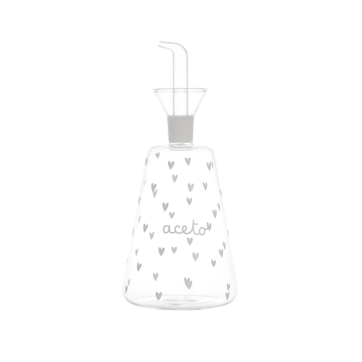 Acetiera conica Simple Day in vetro con decoro cuori 500 ml