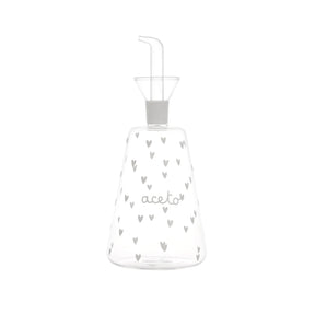 Acetiera conica Simple Day in vetro con decoro cuori 500 ml