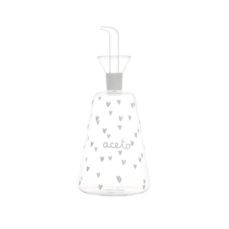 Acetiera conica Simple Day in vetro con decoro cuori 500 ml