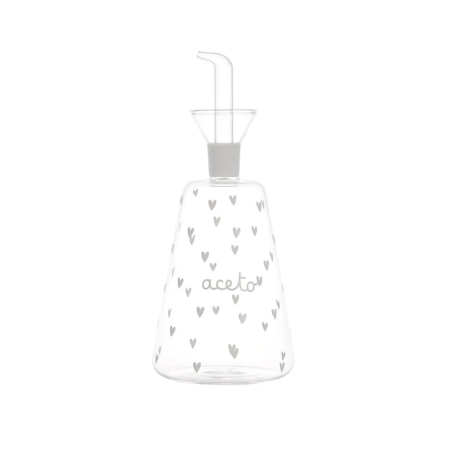 Acetiera conica Simple Day in vetro con decoro cuori 500 ml