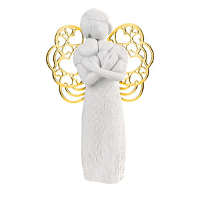 Statuina Angelo con Cuori Bongelli Preziosi in marmorino dettagli oro 12 cm