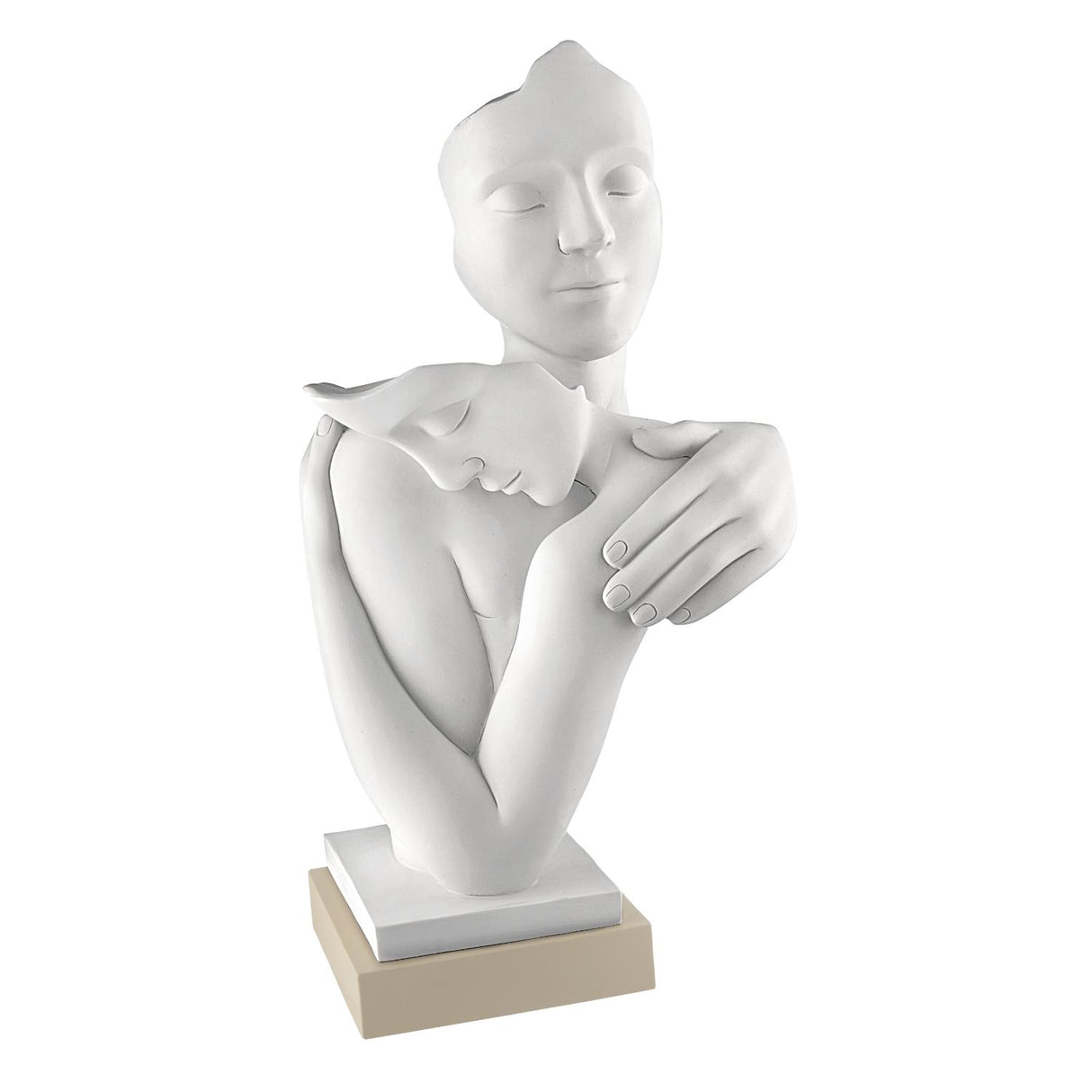 Scultura Abbraccio Bongelli Preziosi in marmorino con base nocciola 19 cm