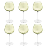 ROSE & TULIPANI Prismia Calici Universali Set 6 Pezzi 460ml Verde Vetro Soffiato e Pasta