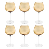 Set 6 calici universali Rose & Tulipani in vetro ambra zigrinato 460 ml