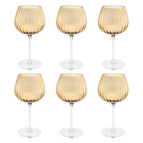 Set 6 calici universali Rose & Tulipani in vetro ambra zigrinato 460 ml