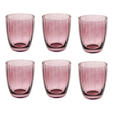 Set 6 bicchieri acqua Rose & Tulipani in pasta di vetro rosa zigrinata