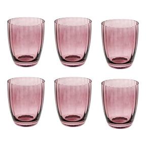 Set 6 bicchieri acqua Rose & Tulipani in pasta di vetro rosa zigrinata