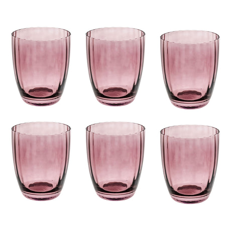Set 6 bicchieri acqua Rose & Tulipani in pasta di vetro rosa zigrinata