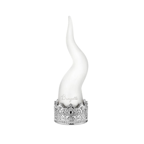 Cornetto portafortuna Bongelli Preziosi in marmorino bianco e argento 21 cm