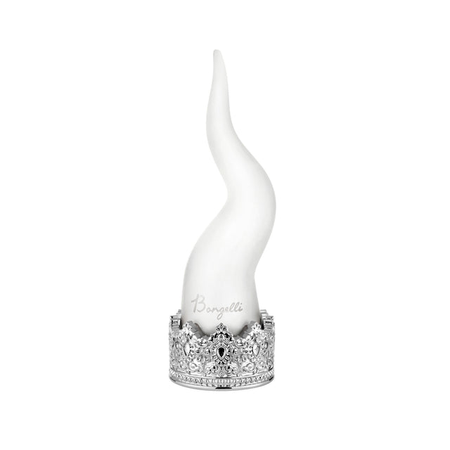 Cornetto portafortuna Bongelli Preziosi in marmorino bianco e argento 21 cm