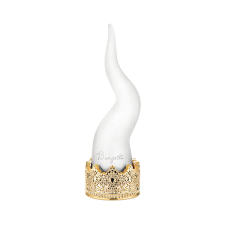 Cornetto portafortuna Bongelli Preziosi in marmorino bianco e base oro 21 cm