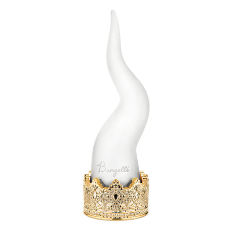 Cornetto portafortuna Bongelli Preziosi in marmorino bianco e base oro 31 cm