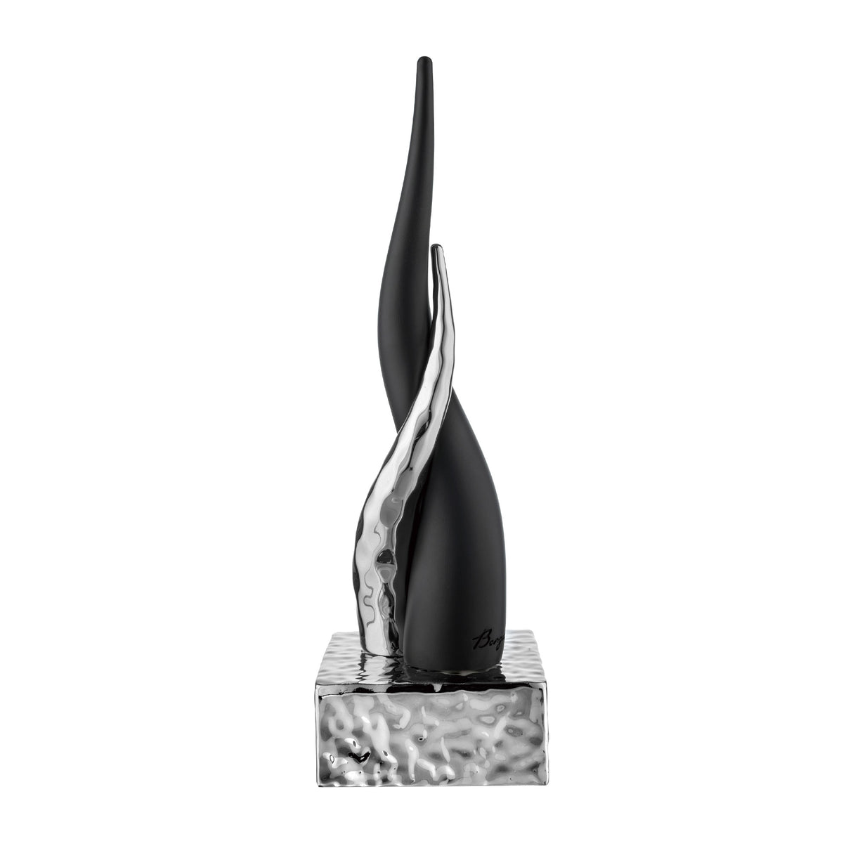 Cornetto portafortuna Bongelli Preziosi in marmorino nero e argento 28 cm