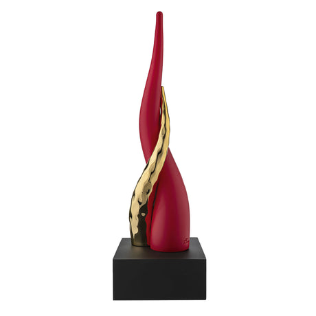 Cornetto portafortuna Bongelli Preziosi in marmorino rosso e oro 20 cm