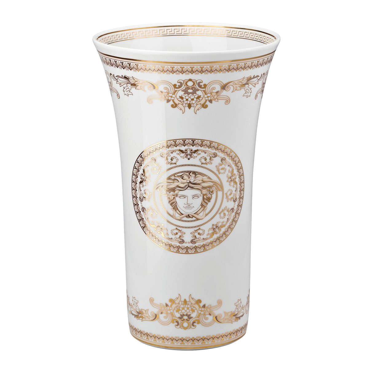Vaso Medusa Gala Versace in porcellana bianca e oro 34 cm