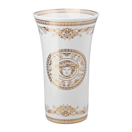 Vaso Medusa Gala Versace in porcellana bianca e oro 34 cm
