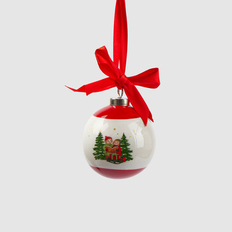 Pallina di Natale EDG in porcellana con decoro bambini 10 cm