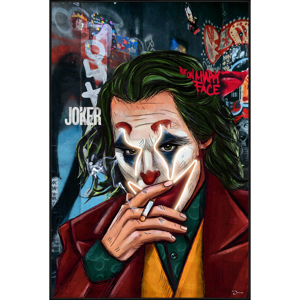 Quadro Joker Palais Royal dipinto a mano su tela con LED 80x120 cm