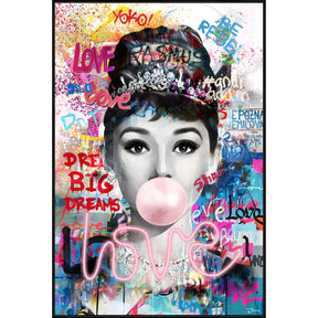 Quadro Audrey Hepburn Palais Royal su tela con luci LED 80x120 cm