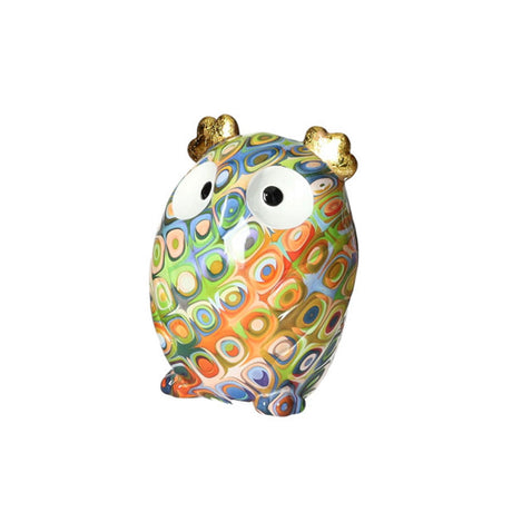 Salvadanaio gufo Brandani in dolomite multicolore 13 cm