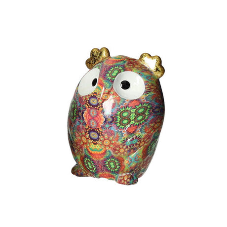 Salvadanaio gufo Brandani in dolomite multicolore 13 cm